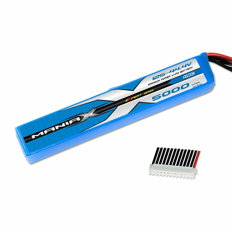 แบตเตอรี่ลิเธียมโพลิเมอร์รูปแท่ง 12S-44.4V 5000mAh 45C