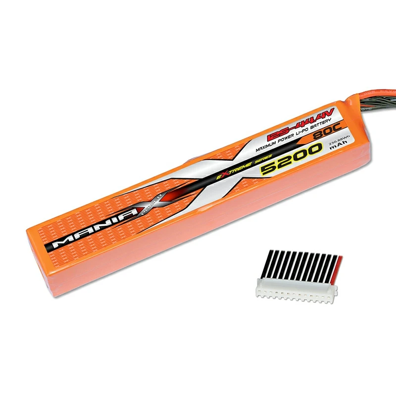 12S-44.4V 5200mAh 80C Stick 13pin-XHR ยอดคงเหลือ Lipo แบตเตอรี่