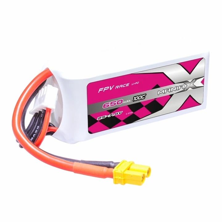2S-7.4V 650mAh 100C FPV Racing Lipo แบตเตอรี่