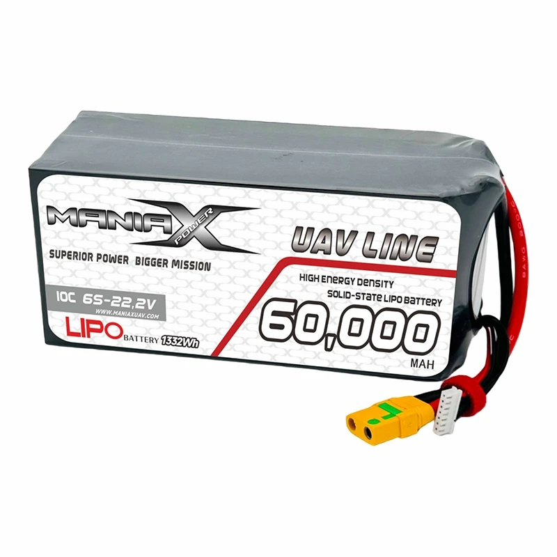 ManiaX Solid-State Lipo 6S-22,2V 60,000mAH 10C โดรนและแบตเตอรี่ UAV