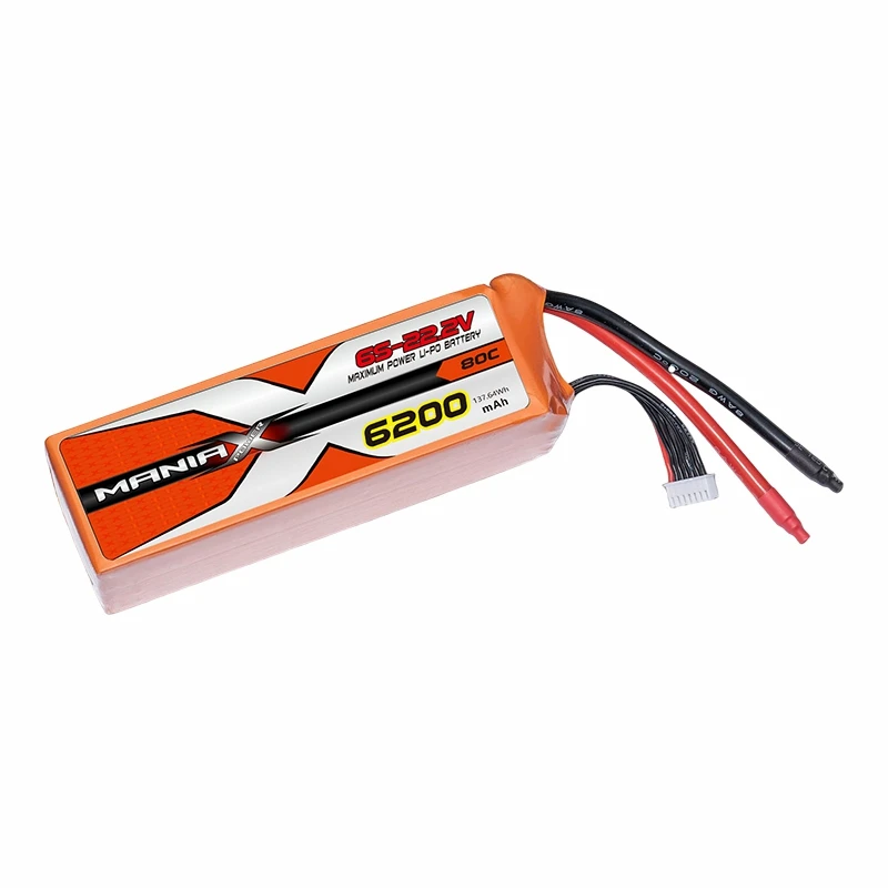 6S-22.2V 6200mAh 80C แบตเตอรี่ลิโพ